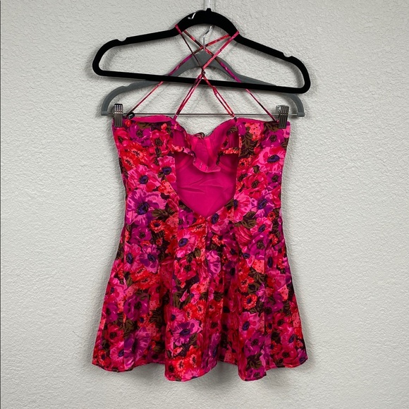 NWT For Love & Lemons Wendy Mini Dress in Red Pink Underwire Floral Sz M - Picture 8 of 15